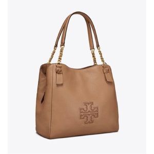 Tory Burch Harper Bedrock Tan Leather Tote/Shoulder Bag